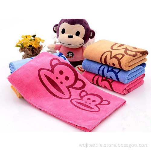 SGS Microfiber Cartoon Monkey Printed Face Towel for Kids (WJ-CH1548)